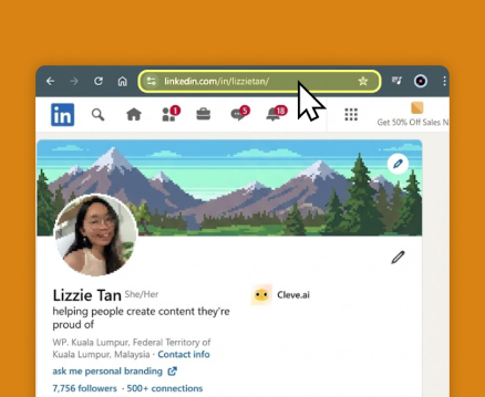 Step 1 link your LinkedIn profile for Cleve LinkedIn Wrapped analysis